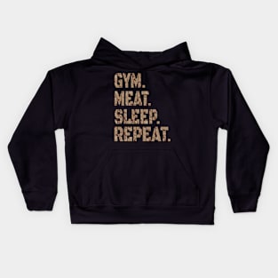 GYM MEAT SLEEP REPEAT CARNIVORE ATHLETIC STENCIL DESERT CAMO SPORT STYLE Kids Hoodie